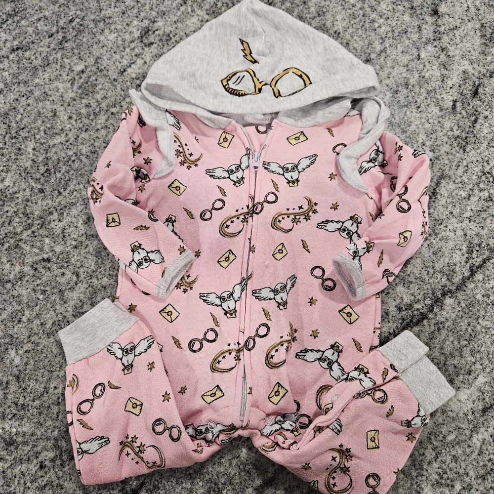 Pink Harry Potter Hooded Baby Onesie size 6-9 months